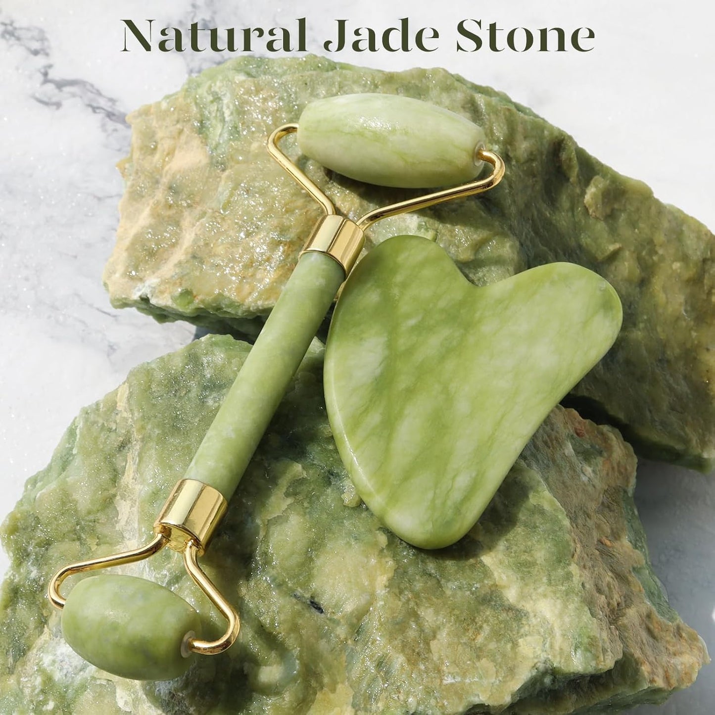 Gua Sha Set and Jade Roller, Guasha Tool Face, Jade Gua Sha & Face Rollers for Women, Gua Sha Stone, Self Care Gift, Body Muscle Relaxing, Improve Eye Puffiness, Skin Care Gift